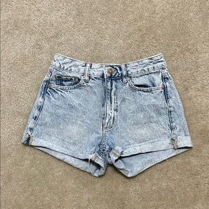 Garage Light Blue Washed Denim High-Rise Shorts